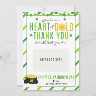 Convite St. Patrick's Day Teacher Appreciation Gift Card