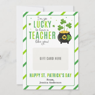 Convite St. Patrick's Day Teacher Appreciation Gift Card
