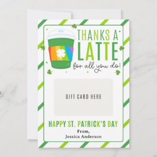 Convite St. Patrick's Day Teacher Coffee Gift Card Holder
