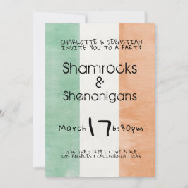 Convite St. Patricks Irish Shenanigans Watercolor