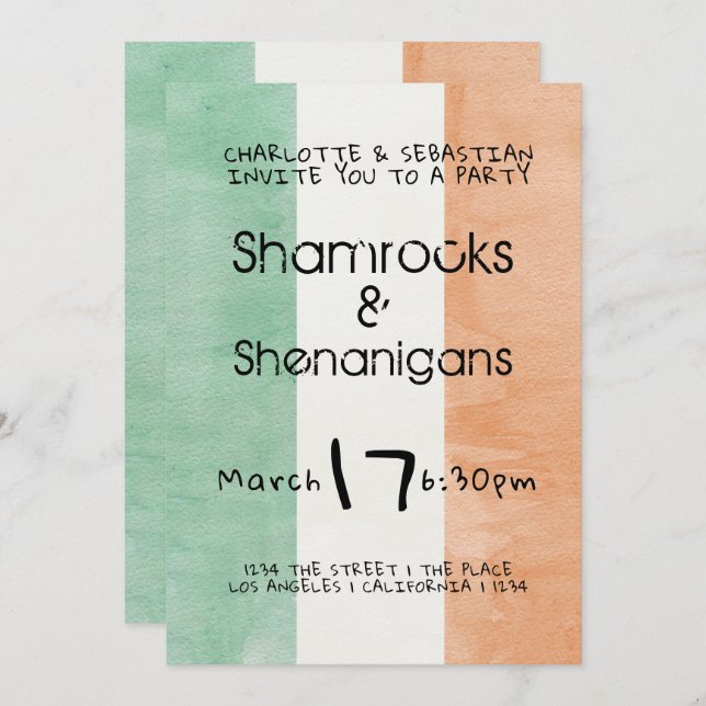 Convite St. Patricks Irish Shenanigans Watercolor (Frente/Verso)