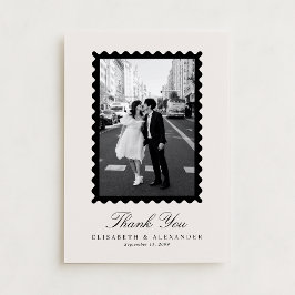 Convite Stamp Style Modern Ivory One Photo Thank You Card