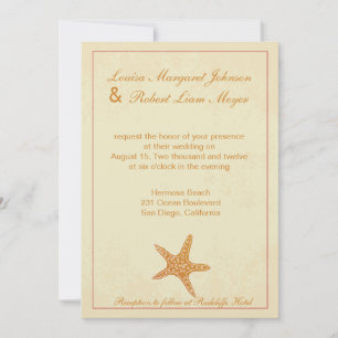 Convite Star Fish - Beige Wedding