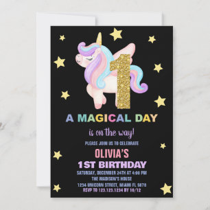 Convite Star Rainbow Unicorn Aniversário Voa