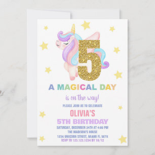 Convite Star Rainbow Unicorn Aniversário Voa