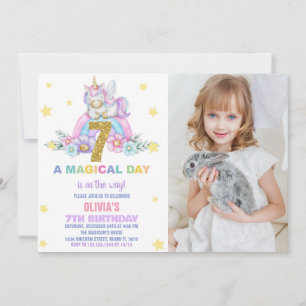 Convite Star Rainbow Unicorn Birthday Invtions w foto