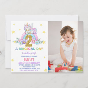 Convite Star Rainbow Unicorn Birthday Invtions w foto