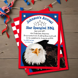 Convite Star Spangled 4 de julho Partido CHURRASCO Vermelh