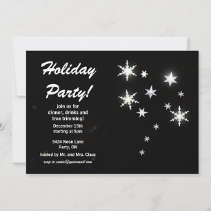 Convite Star Sparkle Black Holiday Party