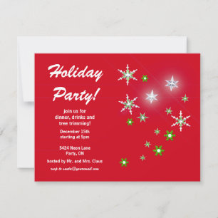 Convite Star Sparkle Red Holiday Party
