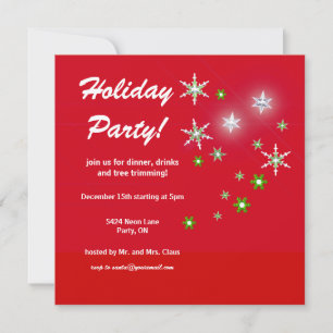 Convite Star Sparkle Red Holiday Party