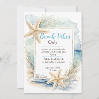 Convite Starfish Beach Invation Modelo