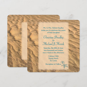 Convite Starfish Beach Teal e Sand Wedding