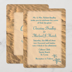 Convite Starfish Beach Teal e Sand Wedding