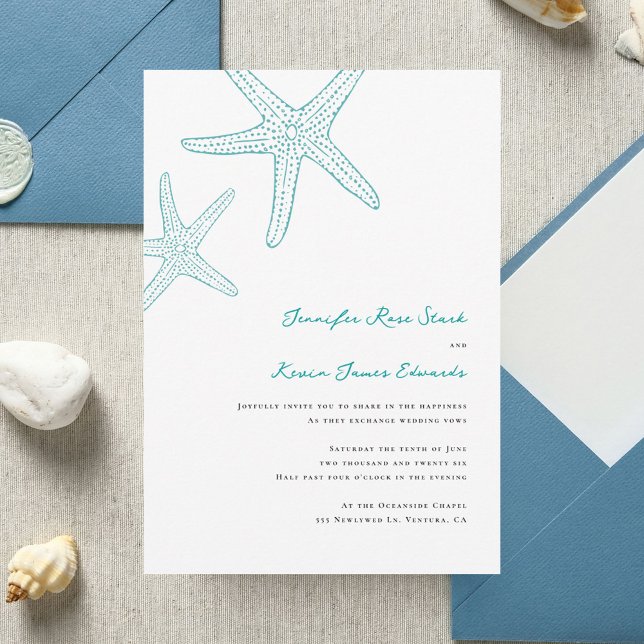 Convite Starfish Beach Wedding (Criador carregado)