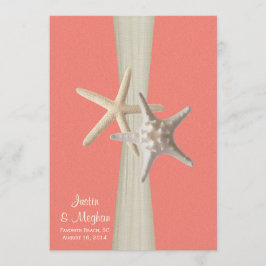 Convite Starfish Beach Weding Coral Shell