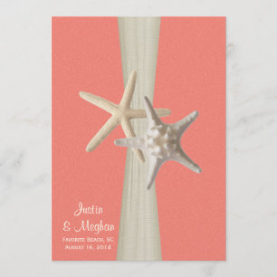 Convite Starfish Beach Weding Coral Shell