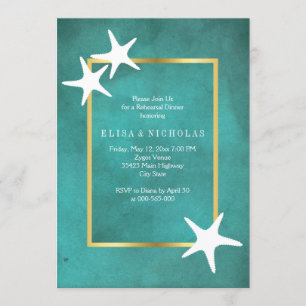 Convite Starfish branco no janto de ensaio de casamento