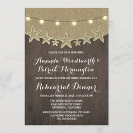 Convite Starfish Burlap Beach - Janto de ensaio