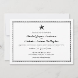 Convite Starfish Clássico Gracioso Preto | Casamento