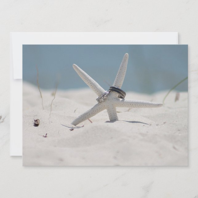 Convite Starfish de Casamento de Praia (Frente)