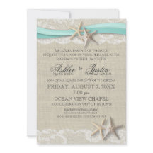 Starfish e Lace Rustic Beach Aqua Weding