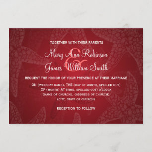 Convite Starfish Red de Casamento de Praia