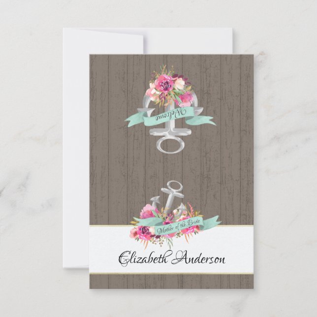 Convite Starfish Ribbon and Lace DIY Sating Flat Card (Frente)