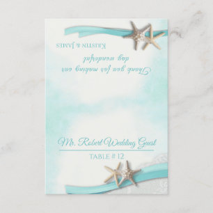 Convite Starfish Ribbon and Lace DIY Seating rsvp Card