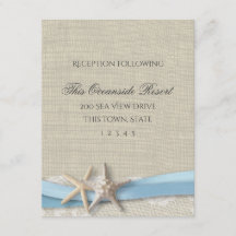 Starfish Ribbon e Lace Blue Beach Response Card