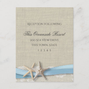 Convite Starfish Ribbon e Lace Blue Beach Response Card