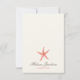 Convite Starfish Wedt Escort/Place Card - CORAL
