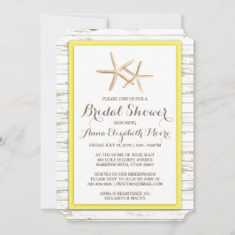 Convite Starfish Whitewash Wood Beach Chá de panela