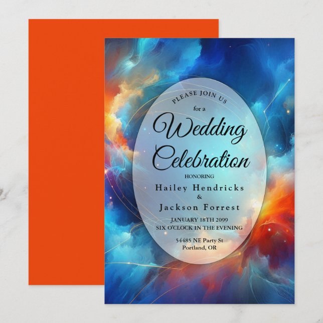 Convite Starlight Fusion of Fire and Ice Wedding (Frente/Verso)