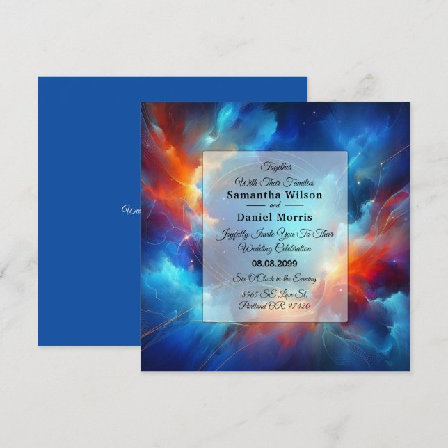 Convite Starlight Fusion of Fire and Ice Wedding (Frente/Verso)