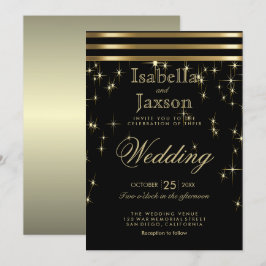 Convite Starlight preto e Dourado com Bares