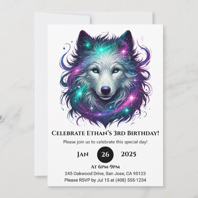 Convite Starlight Wolf Birthday (Frente)