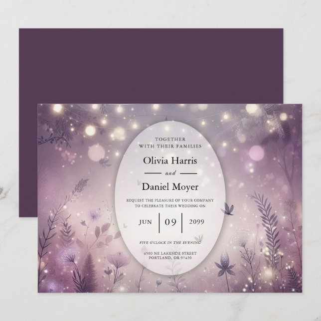 Convite Starlit Enchantment em Bloom Wedding (Frente/Verso)