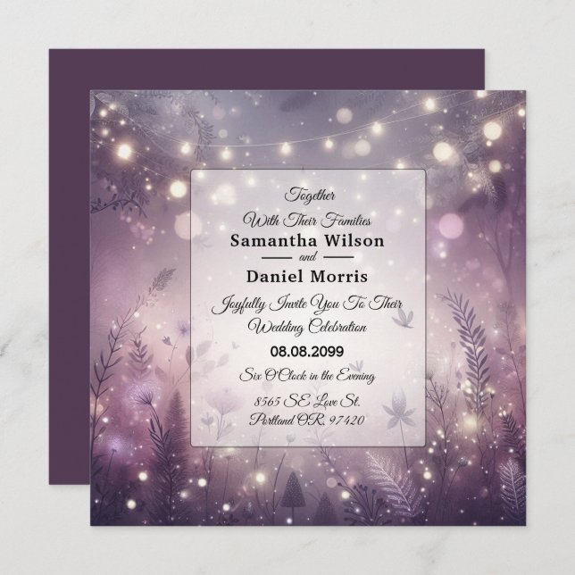 Convite Starlit Enchantment em Bloom Wedding (Frente/Verso)