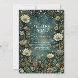 Convite Starlit Teal Celestial Astrantia Wedding