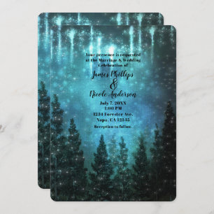 Convite Starry Luzes Rustic Pine Trees Casamento