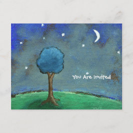 Convite Starry Night, Abstrato Landscape Tree Stars Moon