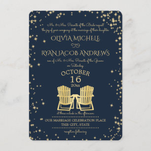 Convite Starry Night Adirondack Chairs Beach Wedding