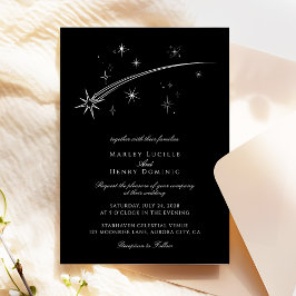 Convite Starry Night Black and White Celestial Wedding