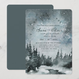 Convite Starry Night | Casamento de Floresta em Aquarela
