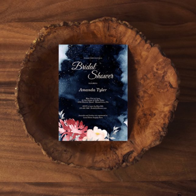 Convite Starry Night Floral Chá de panela (Criador carregado)