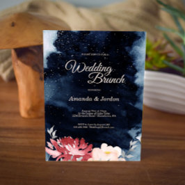 Convite Starry Night Floral Wedding Brunch Invitation