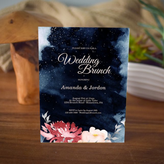 Convite Starry Night Floral Wedding Brunch Invitation (Criador carregado)