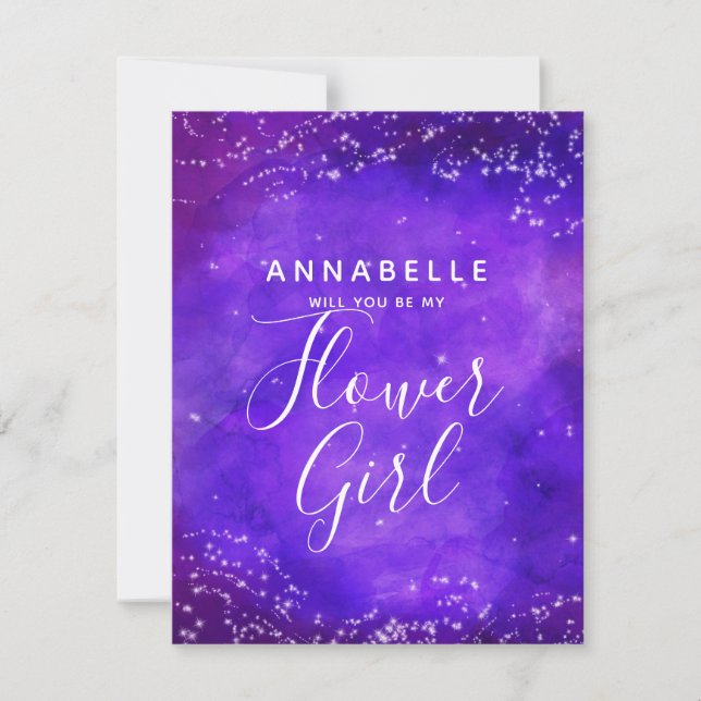 Convite Starry Night Galaxy Você Será Minha Menina Flor (Frente)