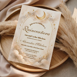 Convite Starry Night Gold Quinceañera